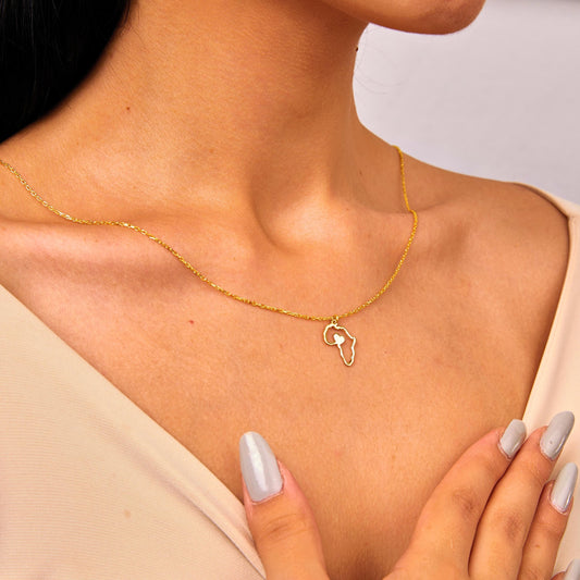 14K Gold Africa Necklace for Women, Africa Map Necklace, Africa Pendant, Africa Charm Jewelry, Gifts for African, Ethnic Necklaces
